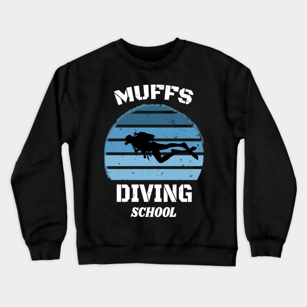 Muffs Diving School - Skull Retro Diving Lover gift Crewneck Sweatshirt by WassilArt